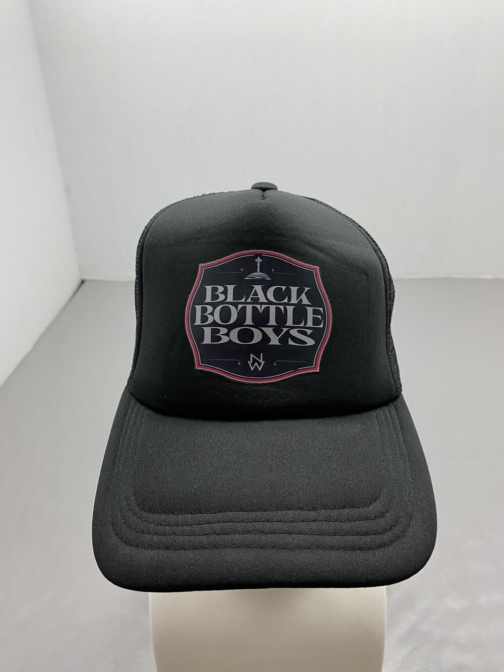 Black Bottle Boys Hat Cap Snap Back One Size Black Trucker Baseball Cap Mens